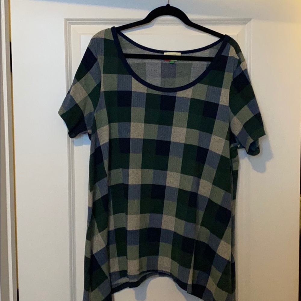 ModCloth blue and green plaid tunic sweater top